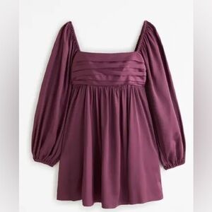 Abercrombie & Fitch Satin Long-Sleeve Mini Dress